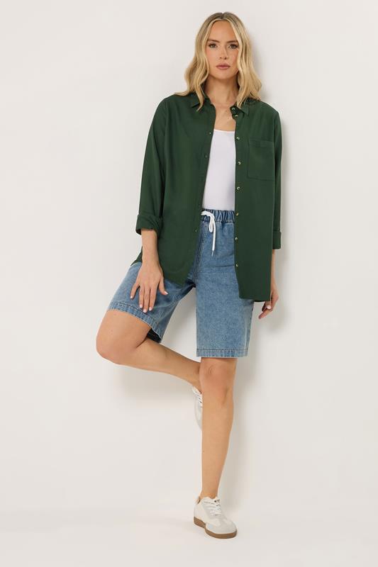 LTS Tall Women's Forest Green Long Sleeve Linen Shirt | Long Tall Sally  2