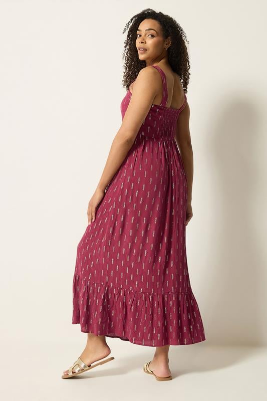 M&Co Berry Red Foil Detail Maxi Dress | M&Co 2