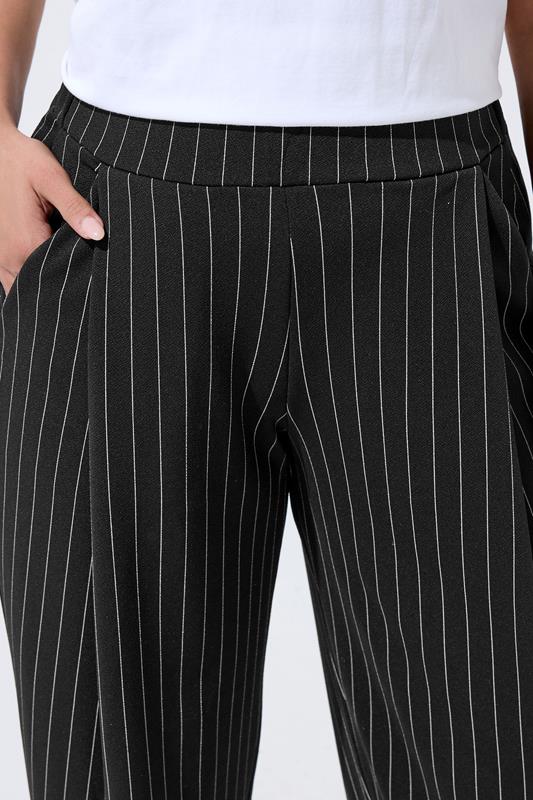 LIMITED COLLECTION Plus Size Black Pinstripe Barrel Trousers | Yours Clothing 4