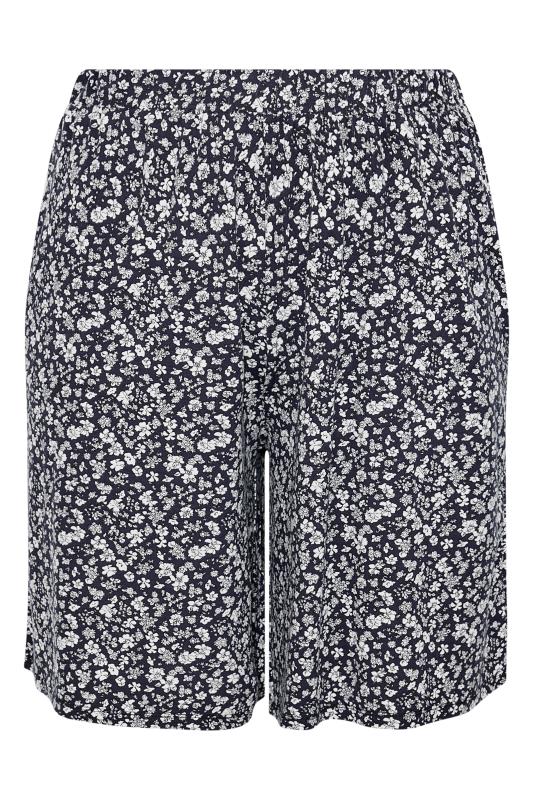 Curve Black Floral Pocket Jersey Shorts 5