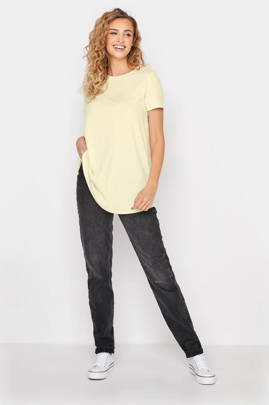 LTS Tall Yellow Short Sleeve Ribbed Swing Top 2