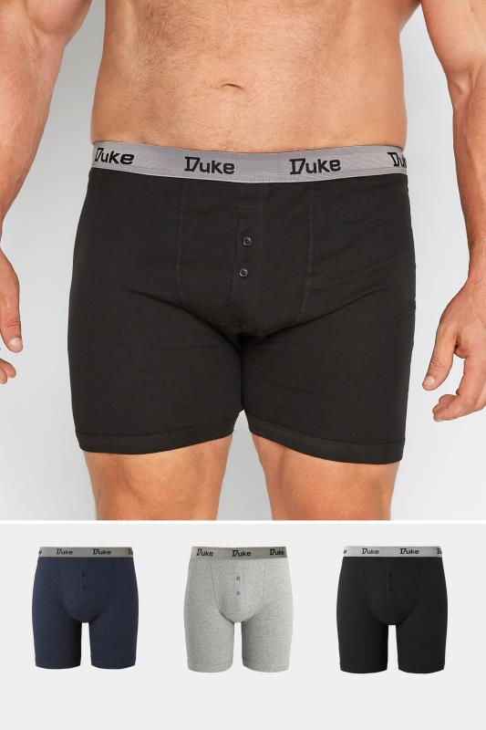 Boxers & Briefs dla puszystych D555 Big & Tall 3 PACK Grey Assorted Boxer Shorts