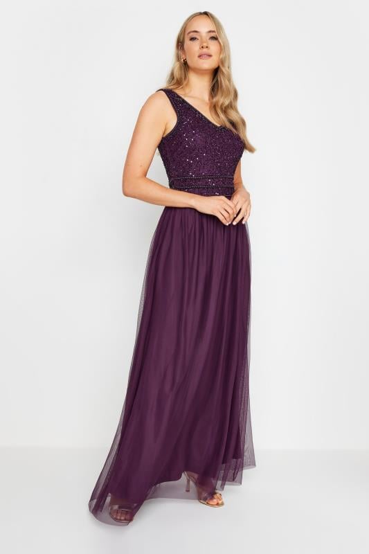 LTS Tall Women's Purple Sequin Hand Embellished Maxi Dress | Long Tall Sally 4