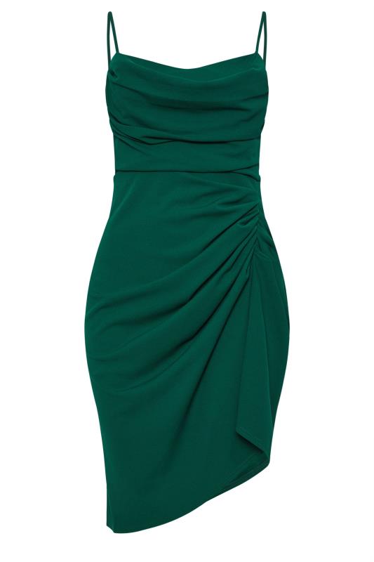 YOURS LONDON Plus Size Green Cowl Neck Gathered Dress | Yours Clothing 5