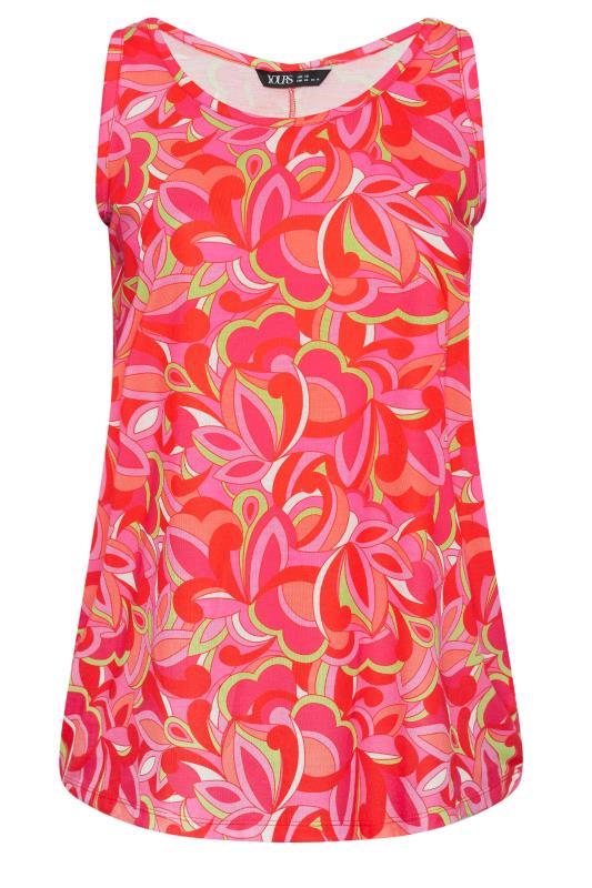 YOURS Plus Size Pink Abstract Floral Print Vest Top | Yours Clothing 5