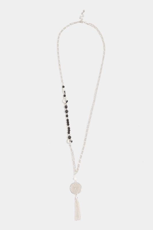 Silver Tone Chain & Beaded Long Necklace 1