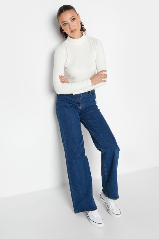 LTS Tall White Ribbed Roll Neck Top | Long Tall Sally 2
