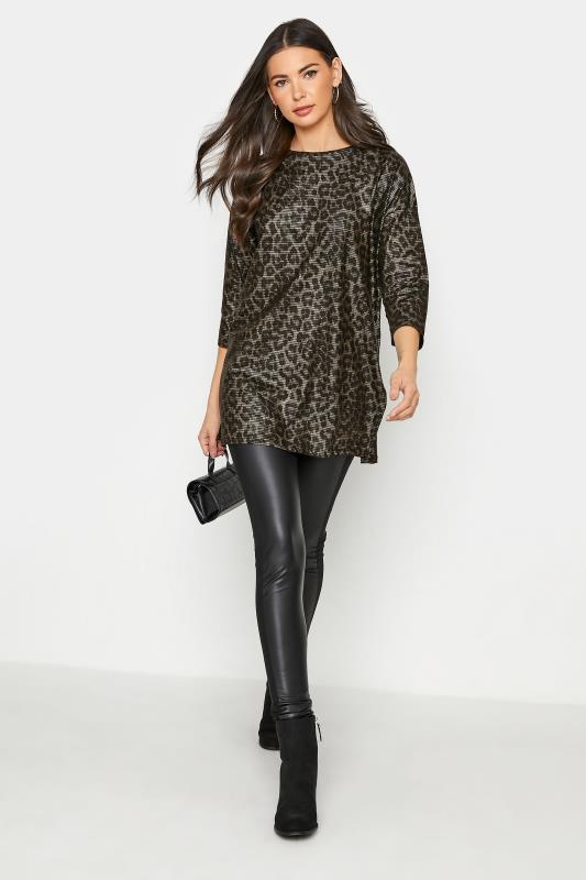Tall Women's LTS Black Leopard Foil Print T-Shirt | Long Tall Sally 2