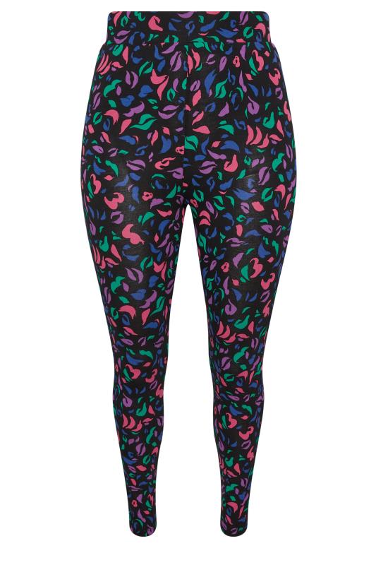 YOURS ACTIVE Plus Size Black Abstract Print Leggings | Yours Clothing 5