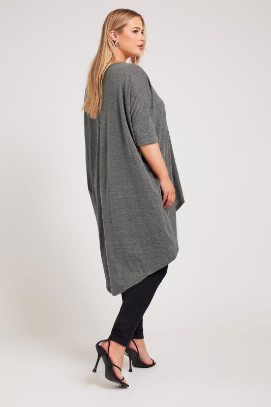 YOURS LONDON Plus Size Grey Dipped Hem Longline Tunic | Yours Clothing 4