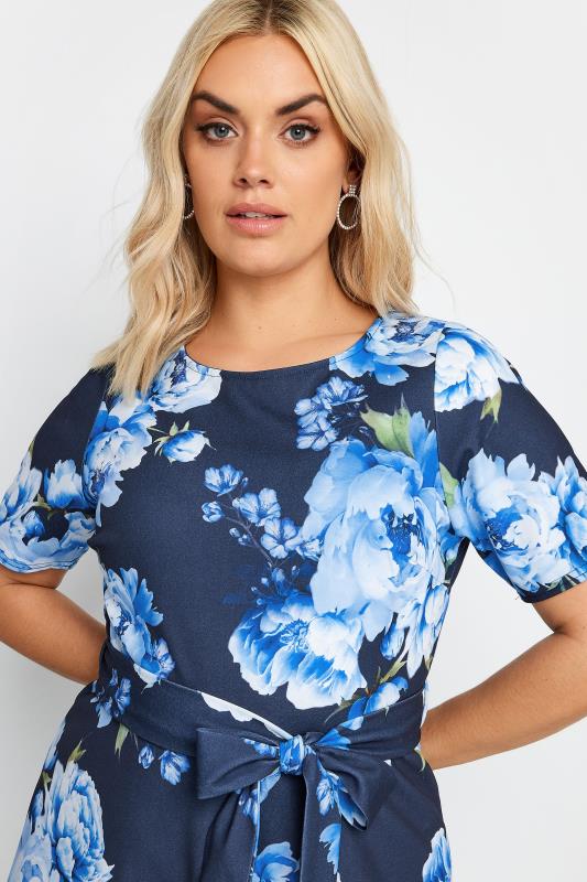 YOURS LONDON Plus Size Blue Scoop Neck Skater Dress | Yours Clothing 4