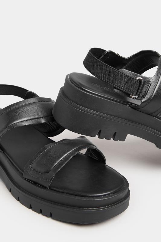 PixieGirl Black Double Strap Chunky Sandals In Standard D Fit 5