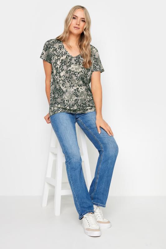 LTS Tall Grey Camo Leopard Print V-Neck Top | Long Tall Sally 2