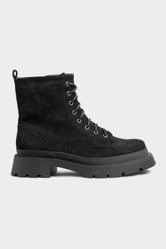 Black Faux Suede Chunky Lace-Up Boots In Extra Wide EEE Fit 2