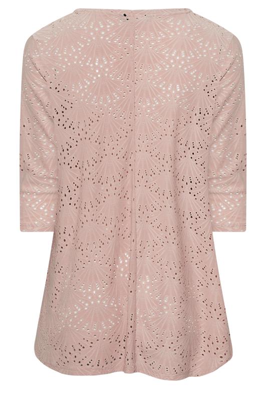 Curve Pink Broderie Anglaise V-Neck Top 7