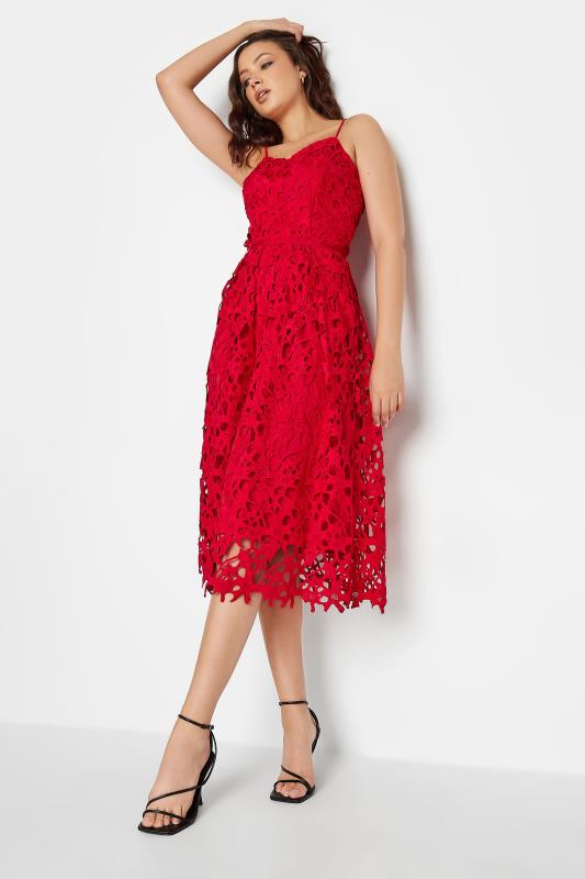 LTS Tall Women's Red Lace Midi Dress | Long Tall Sally 1