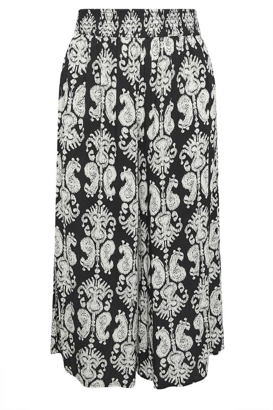 EVANS Plus Size Black Abstract Print Shirred Waist Trousers | Evans  6