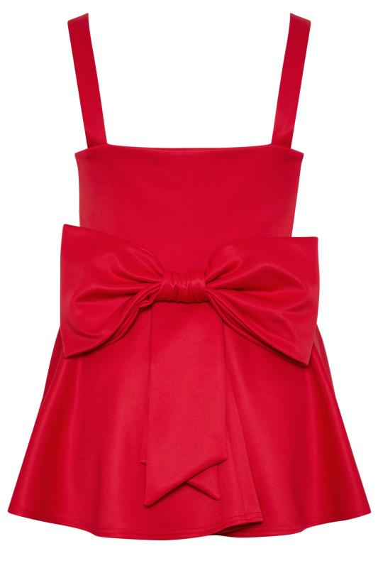 YOURS LONDON Plus Size Red Bow Back Peplum Top | Yours Clothing 6