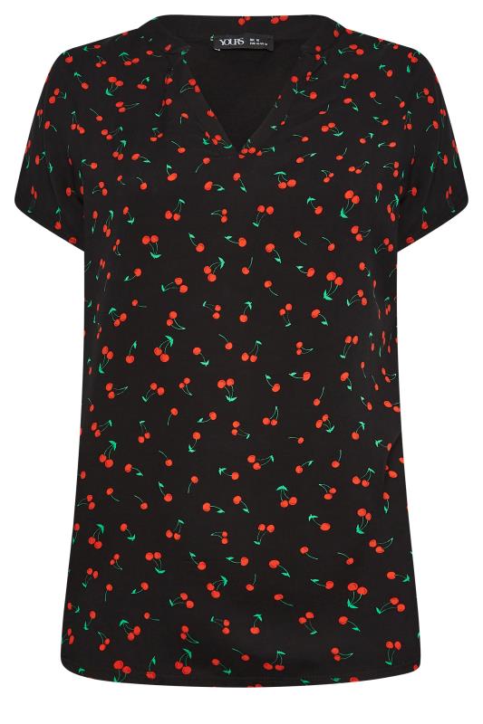 YOURS Curve Plus Size Black Cherry Print Blouse | Yours Clothing  6