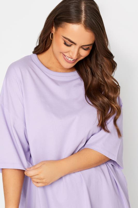 Plus Size Lilac Purple Oversized Boxy T-Shirt | Yours Clothing 4