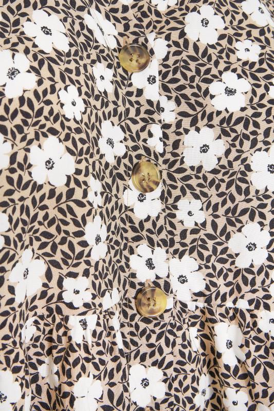 YOURS LONDON Curve Brown Floral Button Through Peplum Top 5