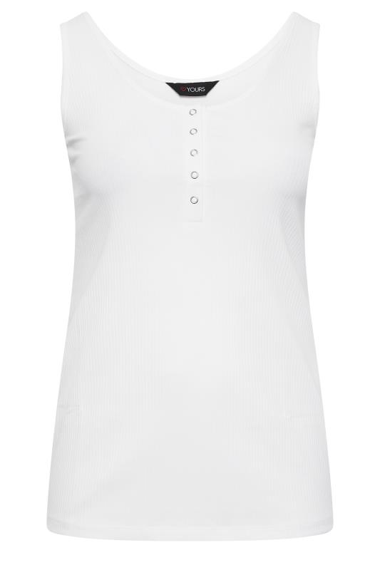 YOURS Plus Size Curve White Popper Vest Top | Yours Clothing  6