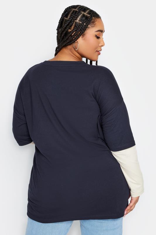 YOURS Plus Size Navy Blue 2 In 1 'New York' Print Top | Yours Clothing 3
