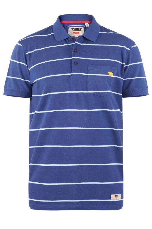 D555 Big & Tall Blue Stripe Polo Shirt | BadRhino  2