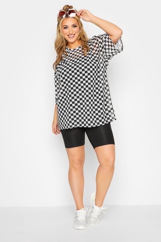 LIMITED COLLECTION Curve Black Checkerboard Mesh T-Shirt_B1.jpg