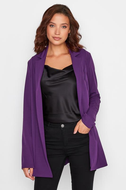 LTS Tall Dark Purple Scuba Longline Blazer 1