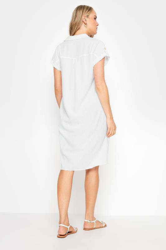 LTS Tall Womens White Linen Button Through Shirt Dress | Long Tall Sally  3