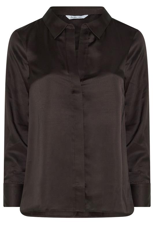 Yours London Women's Plus Size Chocolate Brown Satin Shirt Size 12