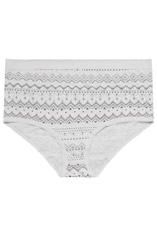 YOURS Plus Size 5 PACK Grey Fairisle Print Full Briefs | Yours Clothing 4