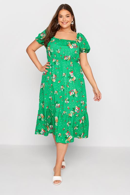 Curve Green Floral Square Neck Midaxi Dress_A.jpg
