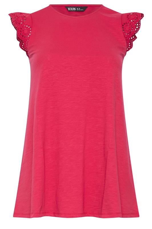 YOURS Plus Size Red Broderie Anglaise Vest Top | Yours Clothing 5