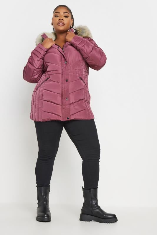 YOURS Plus Size Pink Padded Coat | Yours Clothing 2