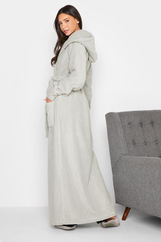 LTS Tall Grey Hooded Maxi Dressing Gown 3
