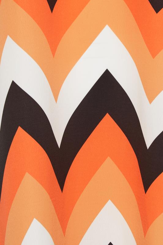 PixieGirl Orange Zig Zag Print Midaxi Slip Dress | PixieGirl 5
