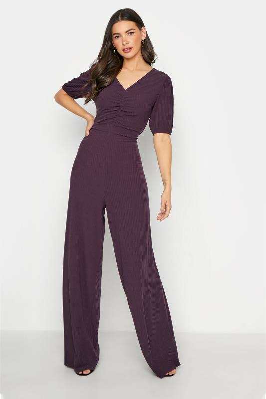 Purple Short Sleeve Floral Print Jumpsuit – Malbusaat