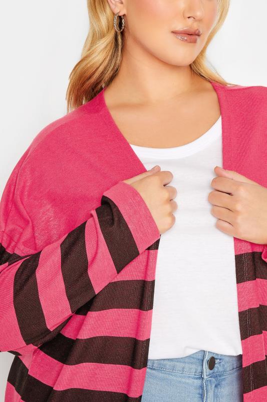 Curve Plus Size Pink & Black Stripe Cardigan | Yours Clothing  5