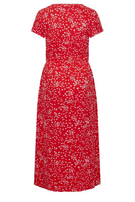 YOURS Plus Size Red Floral Print Maxi T-Shirt Dress | Yours Clothing 7