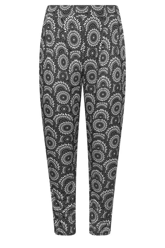 YOURS Plus Size Black Geometric Print Double Pleat Harem Trousers | Yours Clothing 5