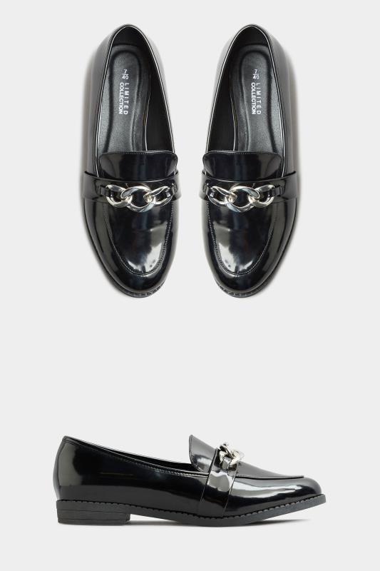 LIMITED COLLECTON Black Patent Chain Loafers In Extra Wide Fit_A.jpg