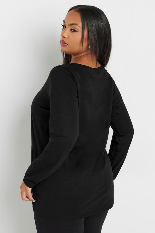 Plus Size Black Cotton Long Sleeve T-Shirt | Yours Clothing 4