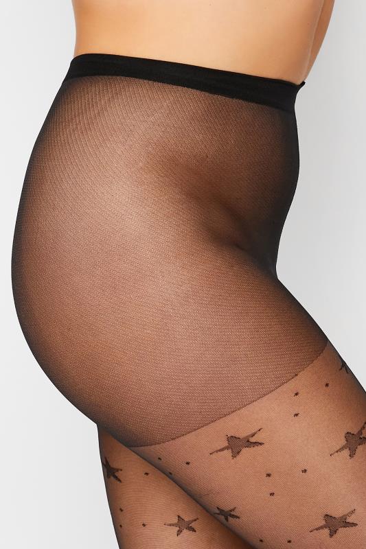 Plus Size Black Star Polka Dot Pattern Tights | Yours Clothing 2