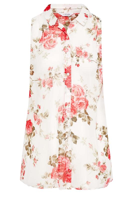 Plus Size White Floral Sleeveless Swing Blouse | Yours Clothing 6