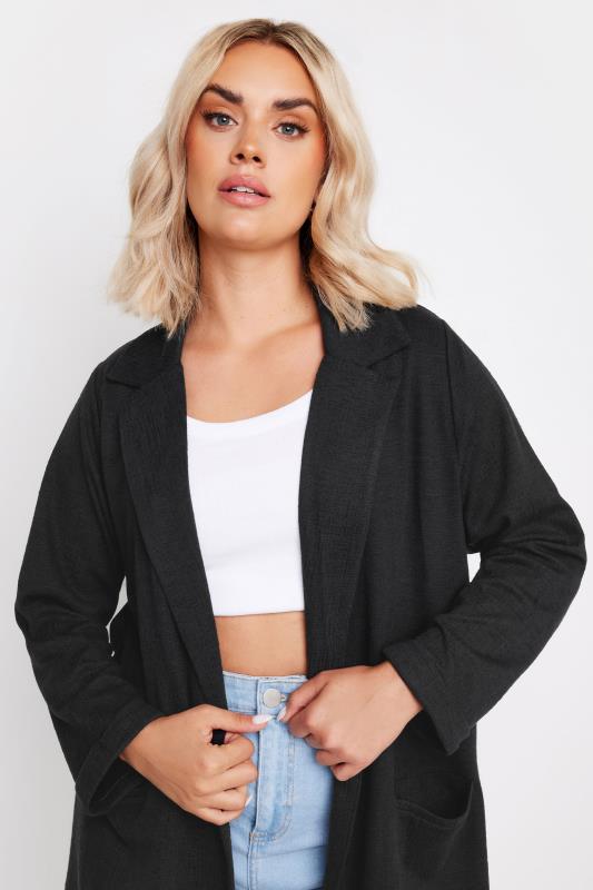 YOURS Plus Size Black Textured Blazer | Yours Clothing  4