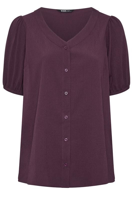 YOURS Plus Size Purple Button Textured Blouse | Yours Clothing 5