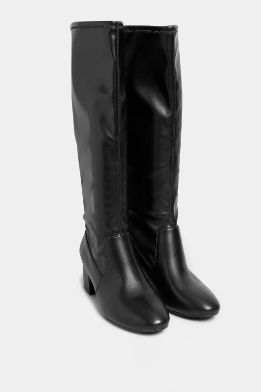 LIMITED COLLECTION Black Stretch Heeled Knee High Boots In Wide & Extra Wide Fit | Yours Clothing 2