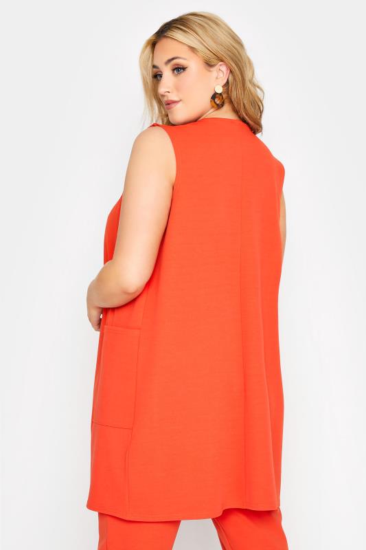 LIMITED COLLECTION Curve Bright Orange Sleeveless Blazer | Yours Clothing 3